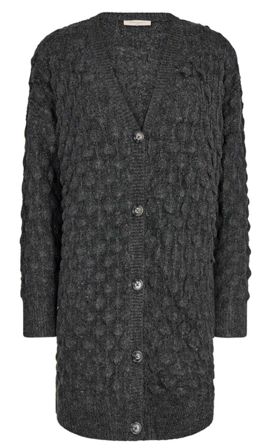 FreeQuent Freequent Cardigan - Tray - Dark Gray Melange | Cardigans