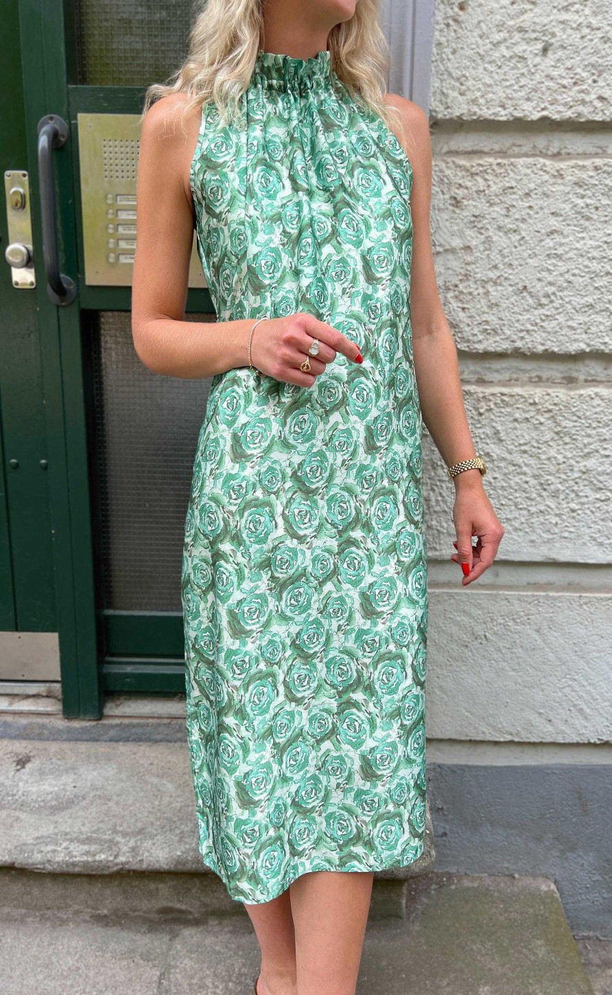 INA Copenhagen Ina Copenhagen Dress - Ellen - Green Roses | Dresses