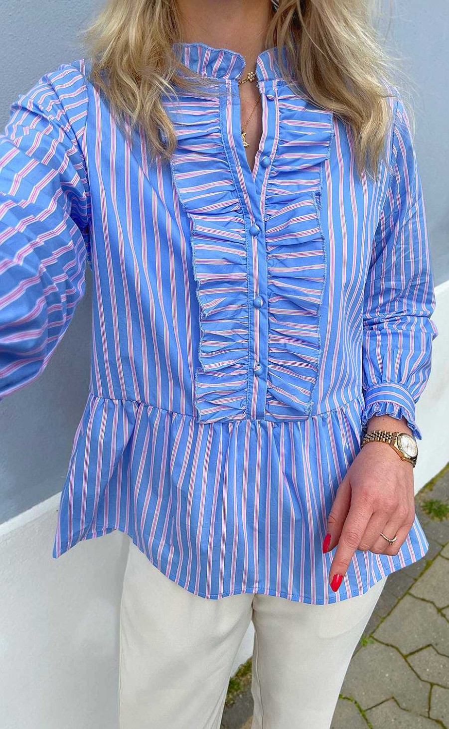 INA Copenhagen Ina Copenhagen Shirt - Evie - Blue/Pink Striped | Shirts