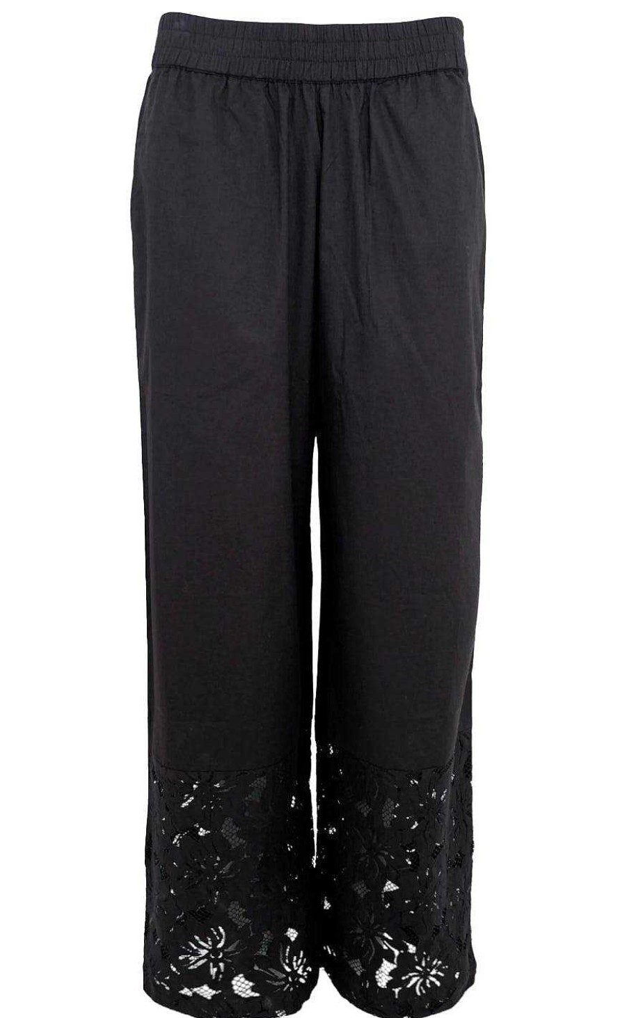 Black Colour Black Color Pants - Nelly Flower - Black | Trousers & Jeans