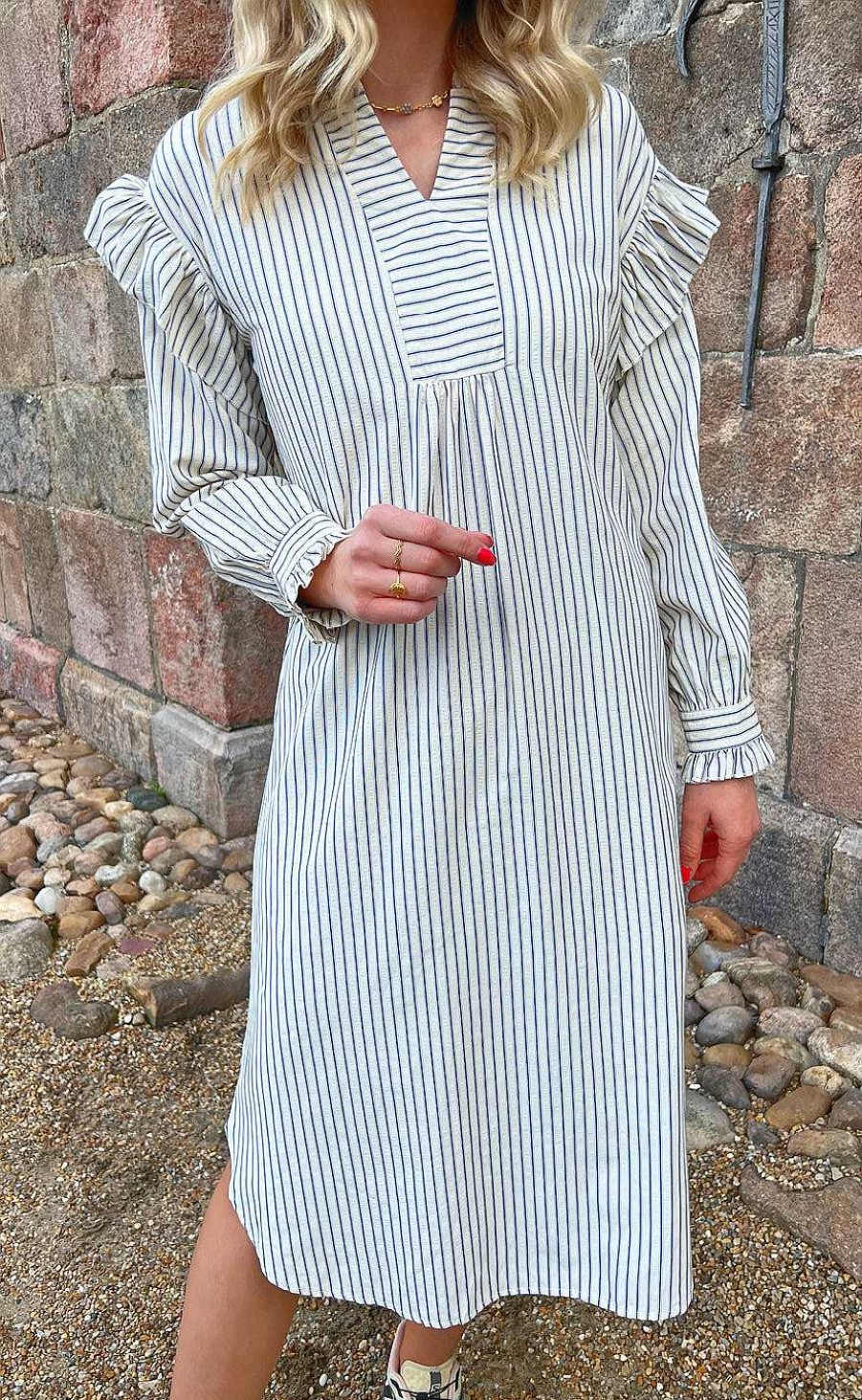 INA Copenhagen Ina Copenhagen Dress - Wilja - White/Blue Stripes | Dresses