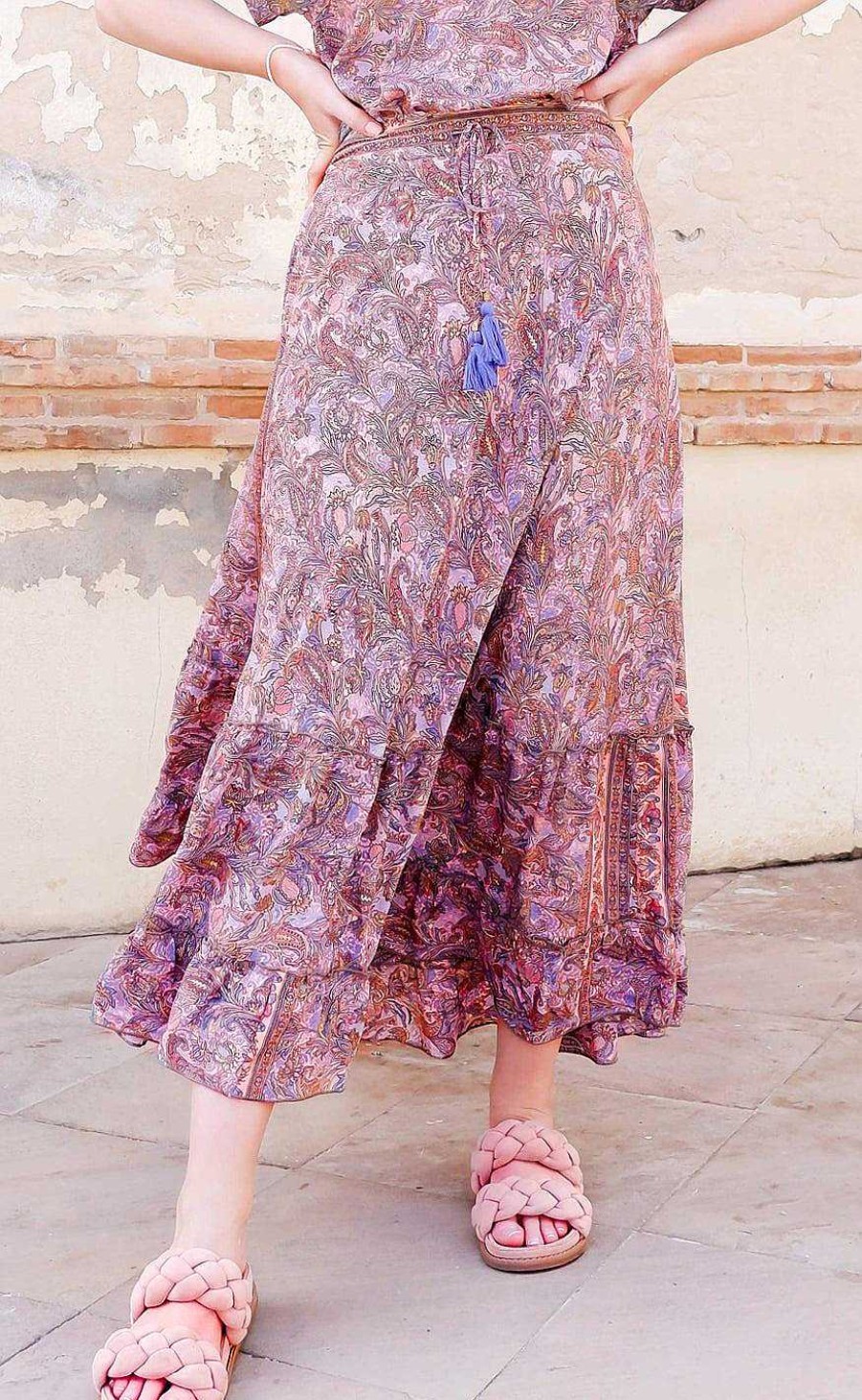 Black Colour Black Color Skirt - Luna Maxi Frill - Blush Tropic | Skirts