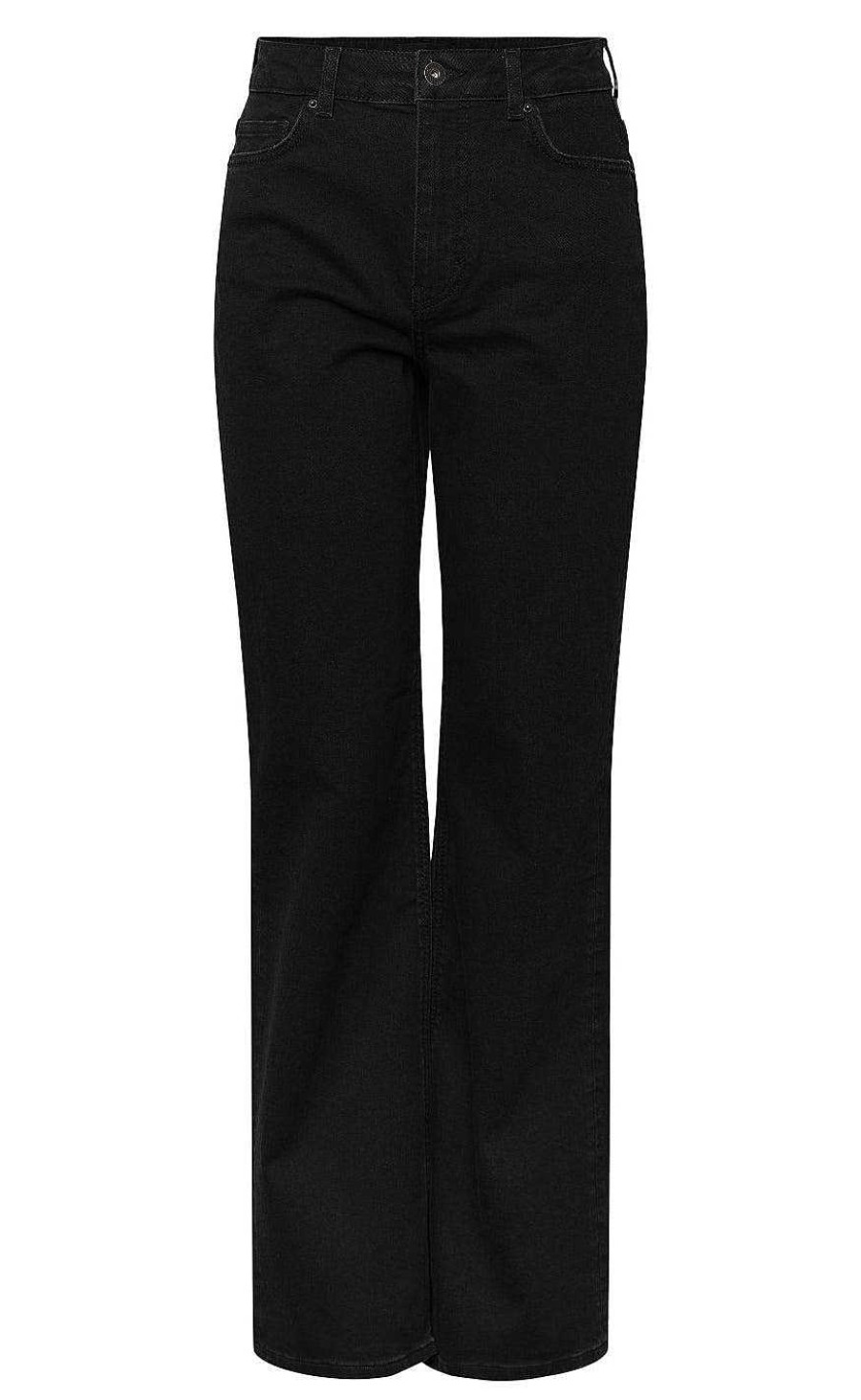 PIECES Pieces Pants - Holly Wide - Black Denim | Trousers & Jeans