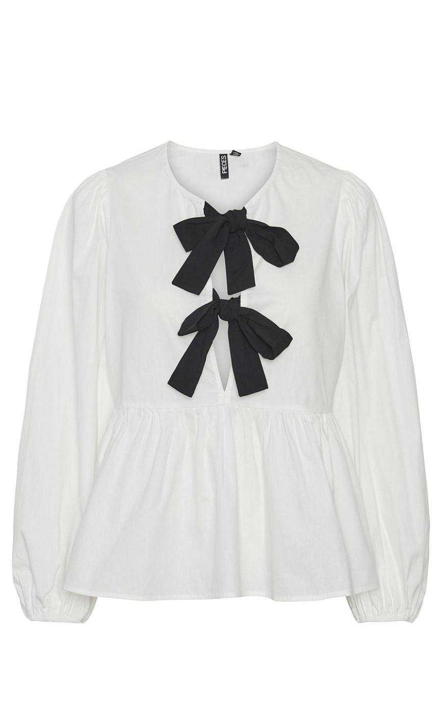 PIECES Pieces Blouse - Golly Bow - Bright White Black Bows | Blouses