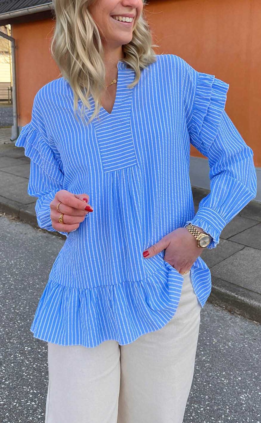 INA Copenhagen Ina Copenhagen Blouse - Wilja - Blue Striped | Blouses