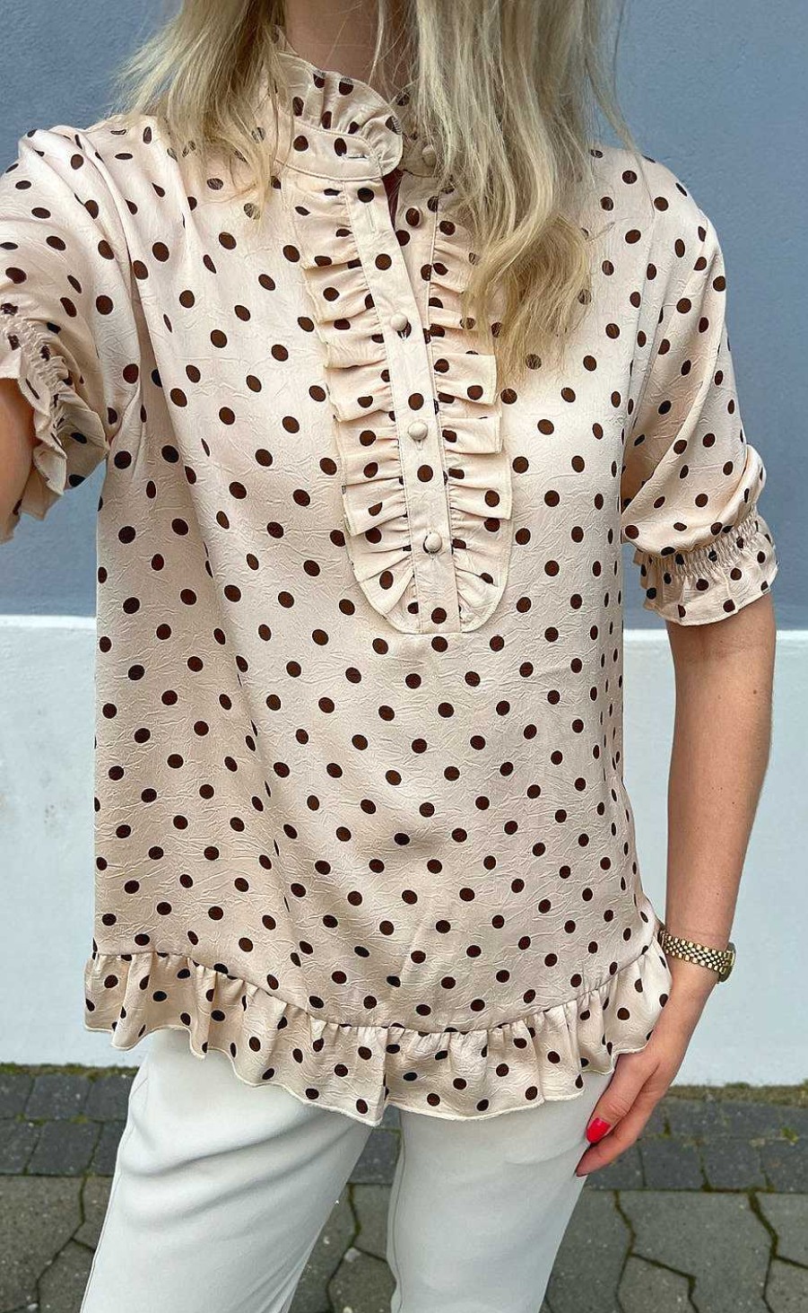 INA Copenhagen Ina Copenhagen Blouse - Philine - Beige Dots | Blouses